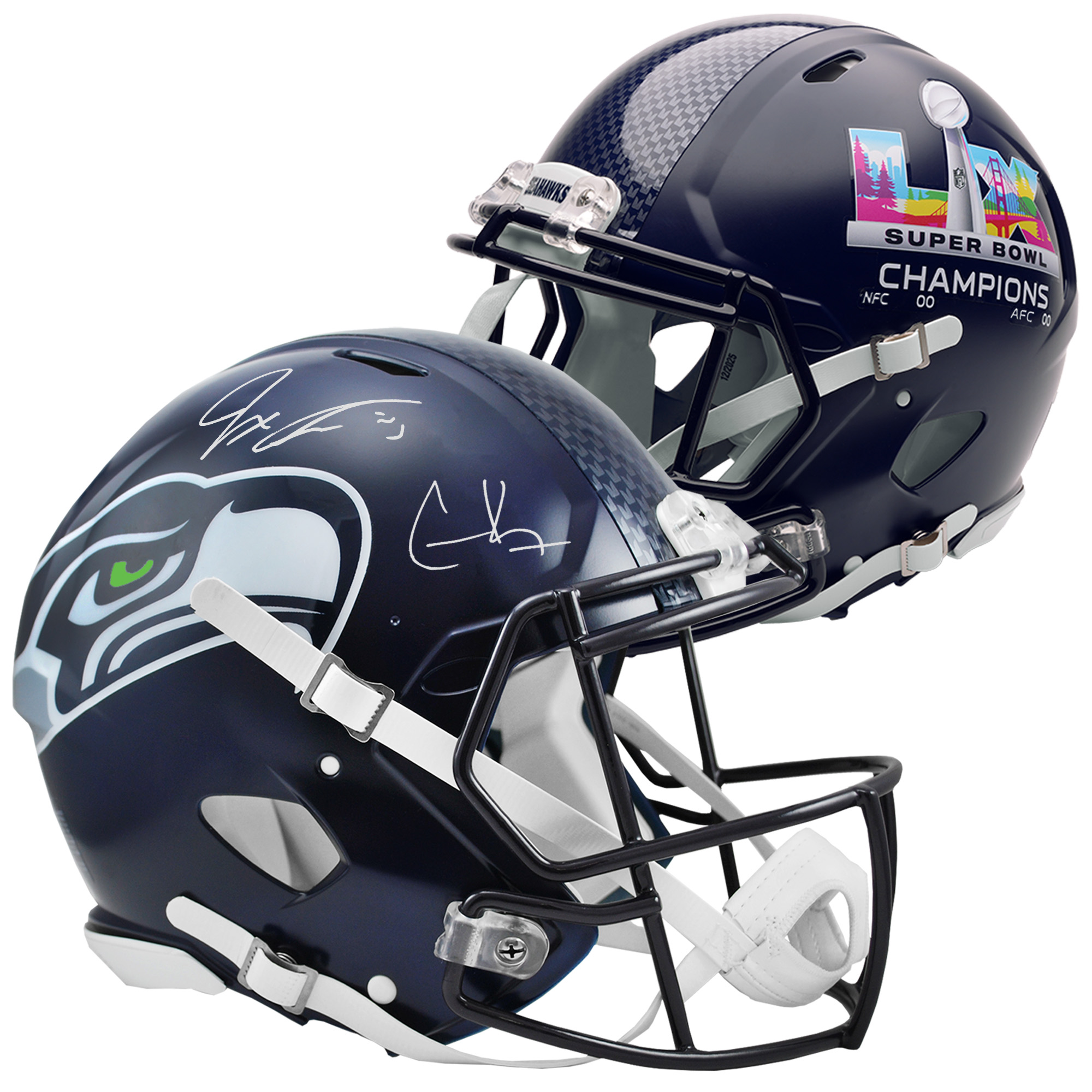 "Jaxon Smith-Njigba & Cooper Kupp Seattle Seahawks signierter Riddell Speed Authentic Helm der Super Bowl LX Champions" Image