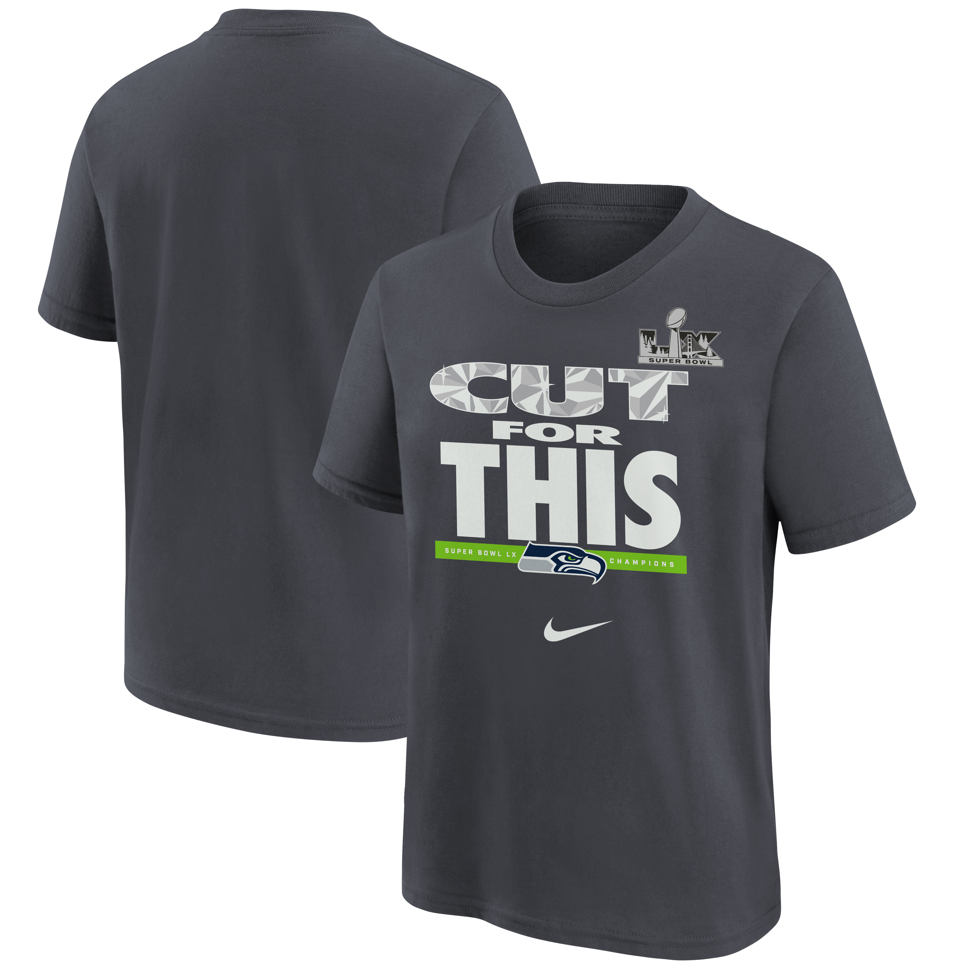 "Nike Seattle Seahawks Super Bowl LX Champions Parade T-Shirt für Kinder in Anthrazit" Image