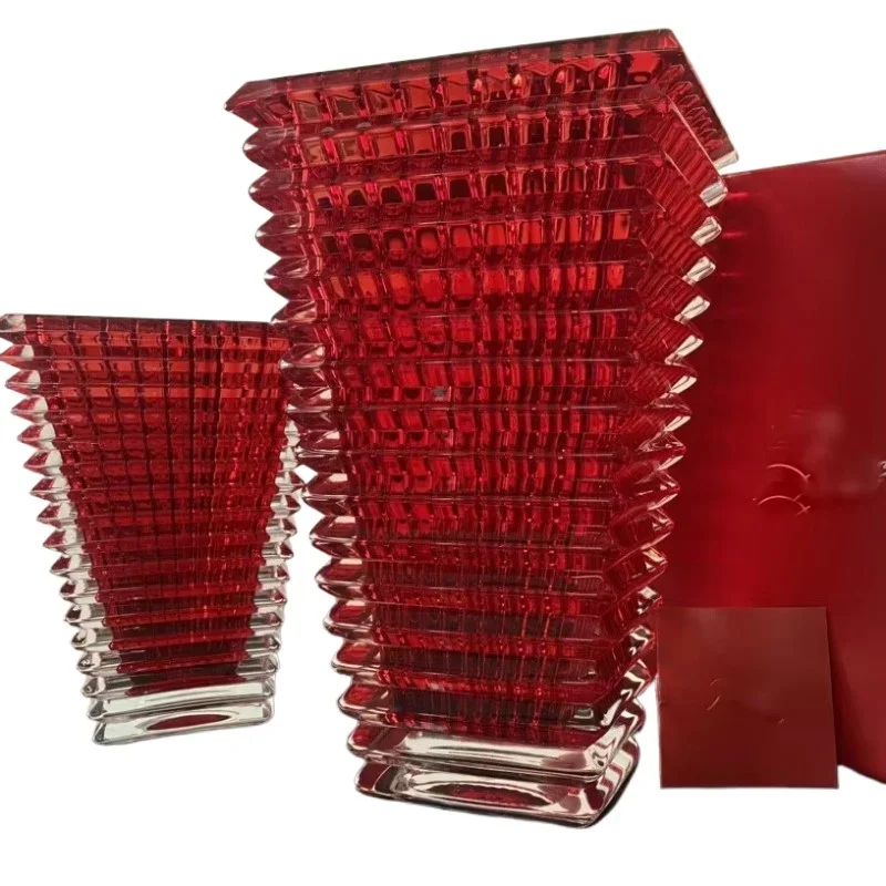 Vaso di vetro di cristallo rosso Baccarat Design moderno Vaso da fiori da tavolo Regalo di nozze Decorazione di composizioni di fiori secchi
