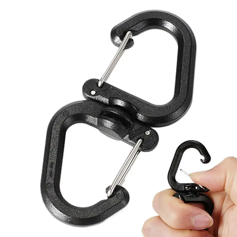 Doppelter Clip-Karabiner, Outdoor-Haken-Clip, vielseitig einsetzbar, für den Außenbereich, S-Kettenhaken, tragbare Rucksack-Verriegelungshaken mit 360-Grad-Drehung Image
