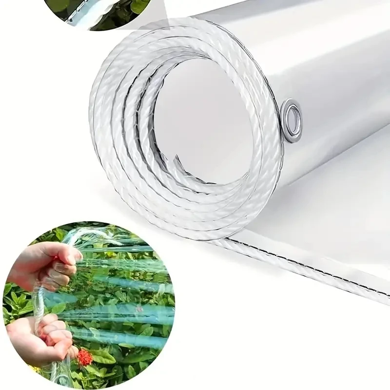 Wind- und wasserdichtes transparentes wasserdichtes PVC-Tuch mit Löchern, wetterbeständiger und langlebiger, faltbarer Regenschutz, Image