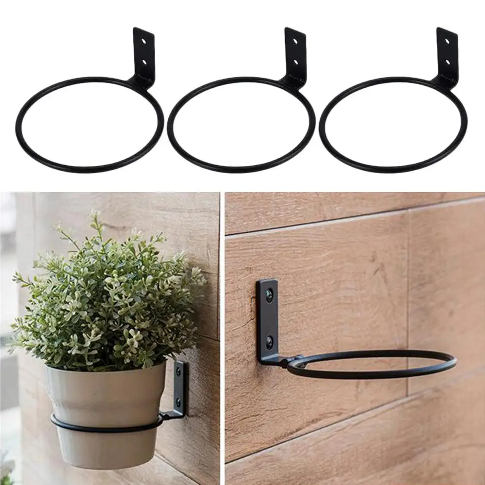 Metall Blumentopf Halter Ring Geländer Wand Montage Pflanzer Topf Ständer Stilvolle Robuste Pflanzer Rack Für Büro Outdoor Decor Image