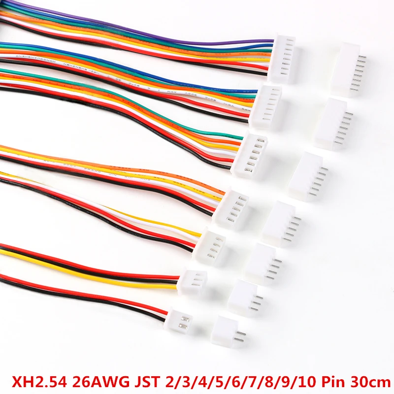 10Sets JST XH2.54 XH 2,54mm Draht Kabel Anschluss 2/3/4/5/6/ 7/8/9/10 Pin Pitch Männlich Weiblich Steckdose 300mm Draht 26AWG Image