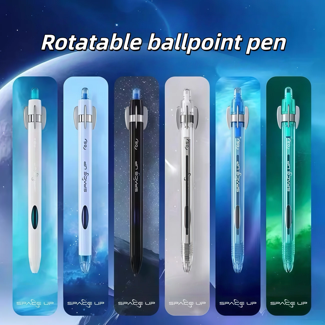 6 drehbare Dekompressions-Gelstifte, 0,5 mm schwarze Tinte, hochwertiger Stiftkörper, bequemer Griff, sanftes Schreiben, schnell trocknend, kein Verschmieren, geeignet für verschiedene Anlässe, Schul- Image