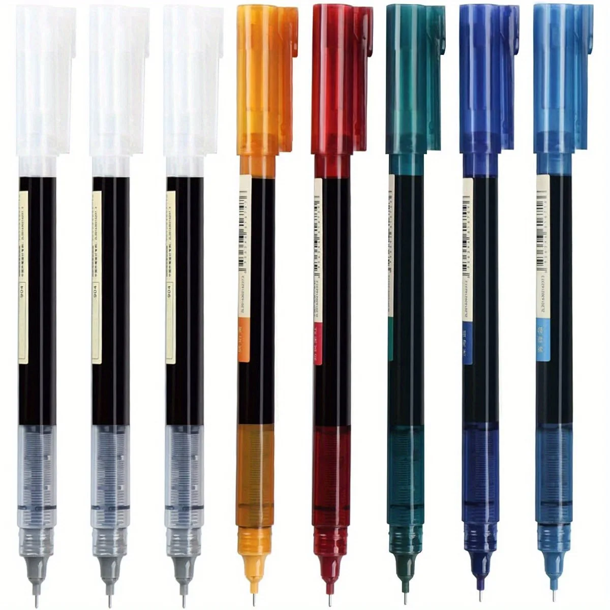 8 Vintage-farbige Gelstifte, einschließlich 5 farbigen Stiften + 3 schwarzen Stiften, zum Zeichnen, Kritzeln, Hervorheben, Notizen machen und als Schul- und Bürobedarf verwendet werden Image