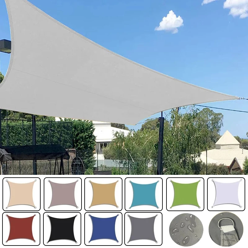 Wasserdichte rechteckige Sonnensegelmarkise, beige Stoffschirm, 95 % UV-Schutz, geeignet für Terrasse, Garten, Hof, Pool im Freien Image