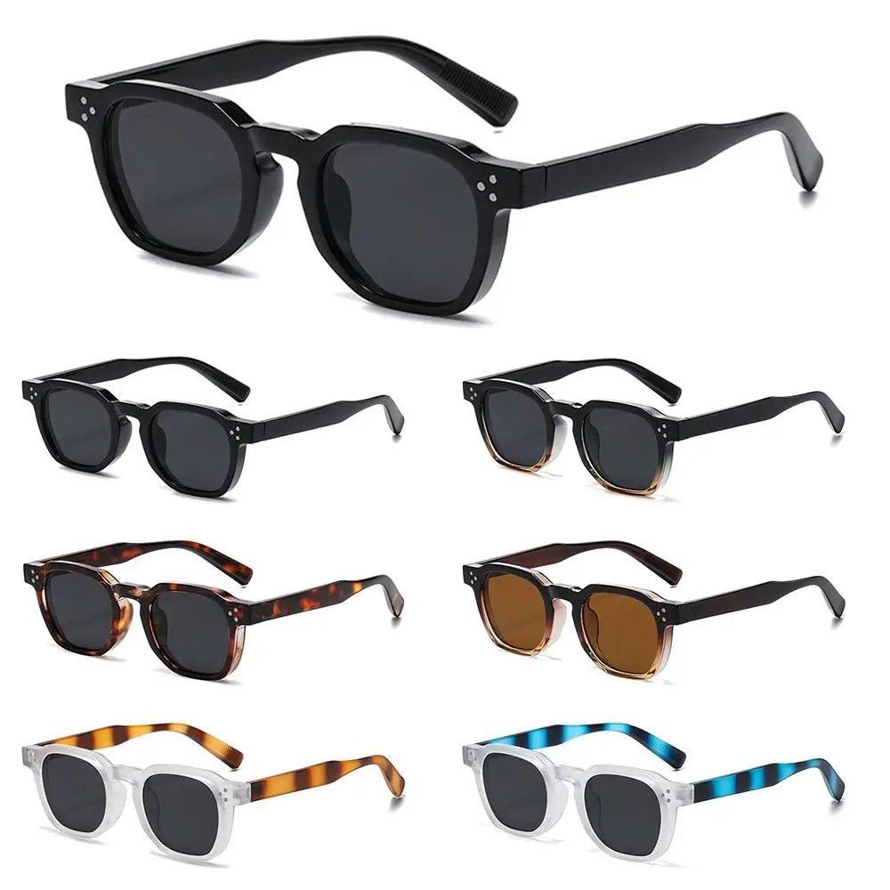 Niet Sonnenbrille Vintage gestreifte Tempel polygonale Rahmen Sonnenbrille Retro Fahr schirme UV-Schutz Leopard grau Brillen