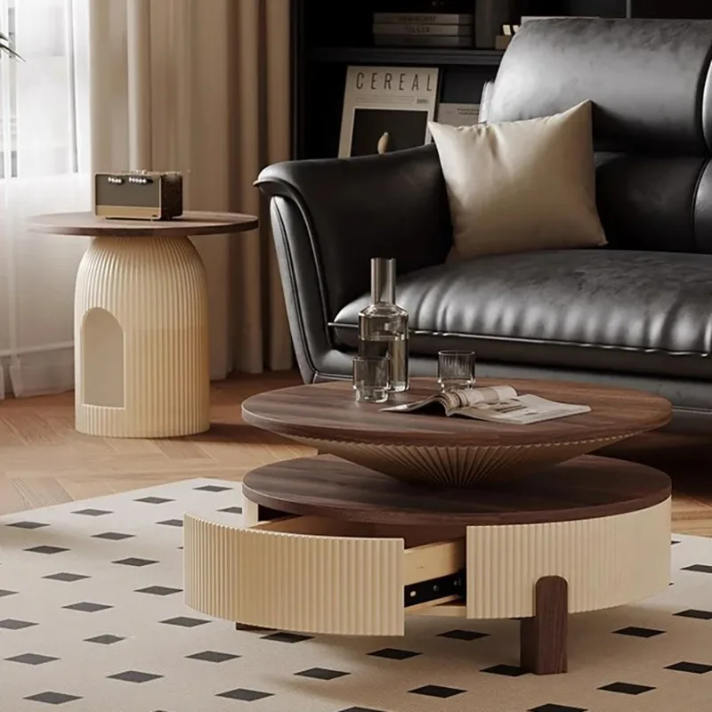 Luxus-Couchtische mit Schubladen, modernes Design, ästhetisch, oval, einzigartige Couchtische, minimalistische Aufbewahrung, Kaffee-Tische, Salonmöbel Image