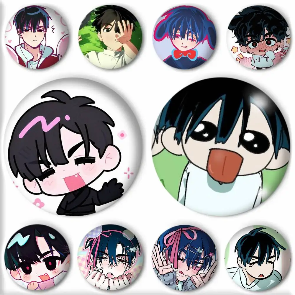 Niedliche Cartoon-Alien-Brosche im Ivan-Stil für Rucksack-Dekoration, Runde Emaille-Pins für Accessoires Image