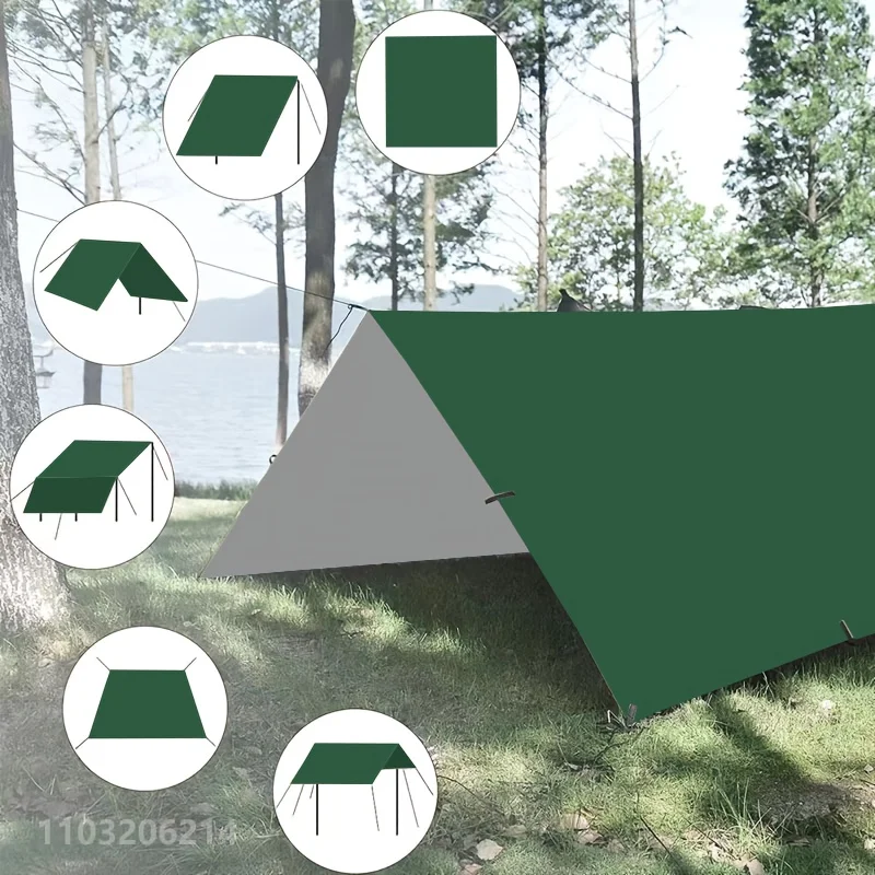 19 Hängepunkte Zeltplane Survival Sun Shelter Shade Canopy Outdoor Rucksackreisen Wasserdichte Camping-Markise Sonnenschutz 4 x 4 m 4 x 3 m 3 x 3 m