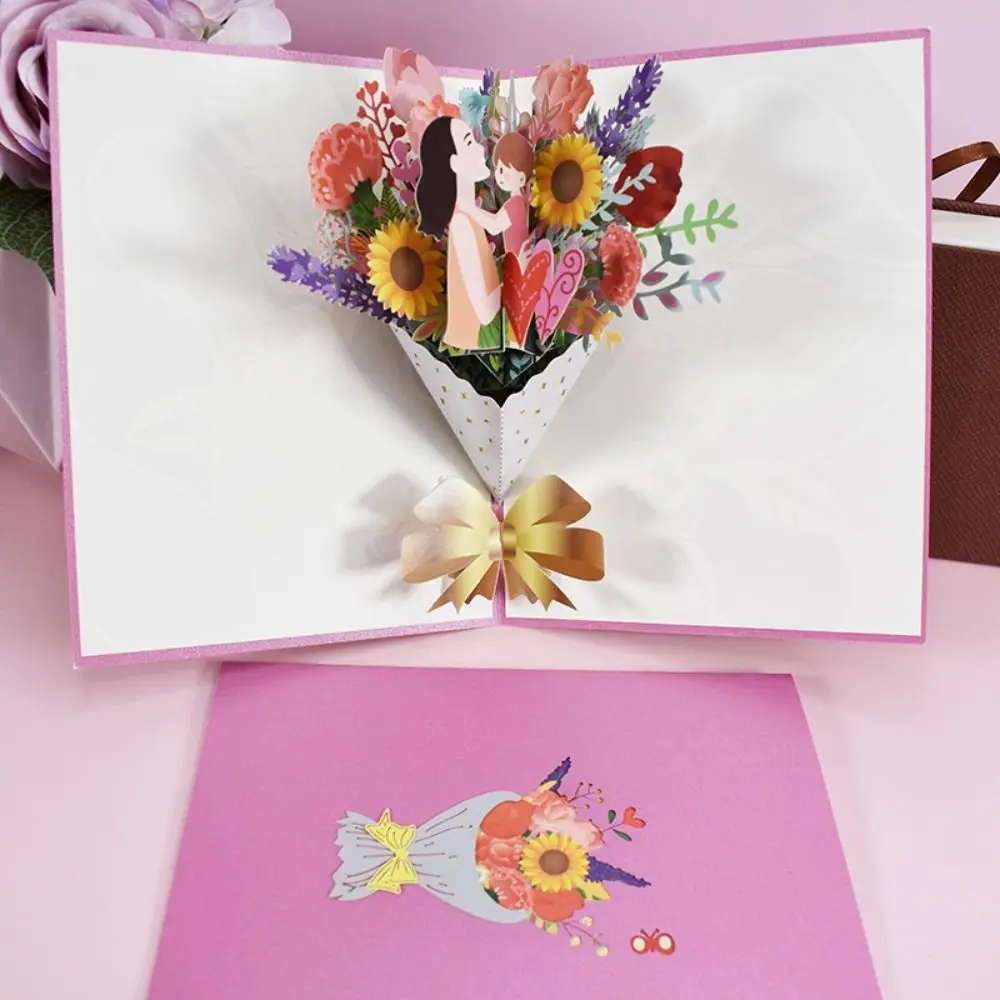 3D-Blumenstraußkarte, Segenskarte, Geschenk für Muttertag, Mutter, Ehefrau, Lehrertag, Pop-up-Blumengruß, alle Gelegenheiten Image