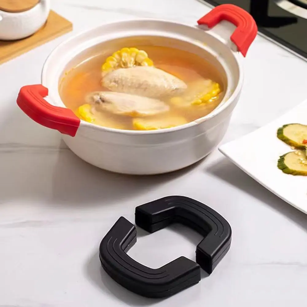 2PCS Silikon Anti-Verbrühungen Topf Griff Abdeckung Nicht-Slip Topf Ohr Clip Ärmeln für Braten Gusseisen pfanne Pfanne Küche Werkzeuge Image