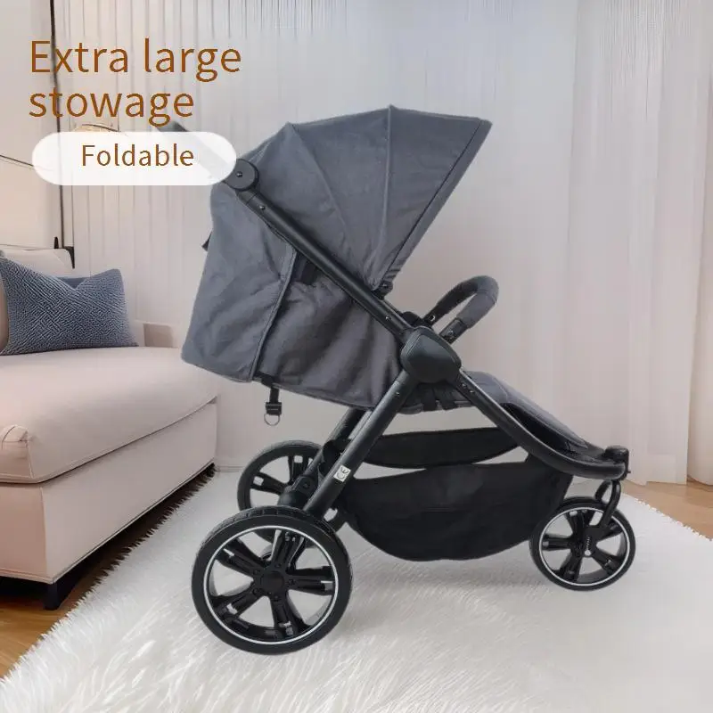 Neuer Jogging-Kinderwagen mit 3 Rädern, faltbar, verstellbare Liegeposition, verstellbare Armlehne, multifunktionaler Kinderwagen Image