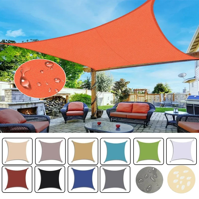 Wasserdichte rechteckige Sonnensegelmarkise, beige Stoffschirm, 95 % UV-Schutz, geeignet für Terrasse, Garten, Hof, Pool im Freien Image