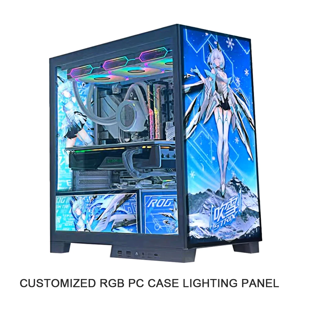 MOD-Gehäuse-Beleuchtungspanel, bunt, 5 V, 12 V, RGB-GPU-Seitenrückplatte, Gamer-Schrank, Netzteil, Lichtplatine, Schallwandplatte, AURA SYNC Image