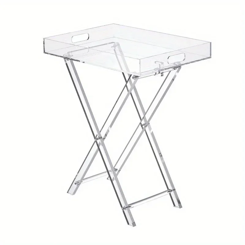 Klapptisch aus Acryl. Tragbarer klappbarer Couchtisch. Transparenter Couchtisch von Internet-Promi. Einfaches Nachttisch-Ablagefach Image