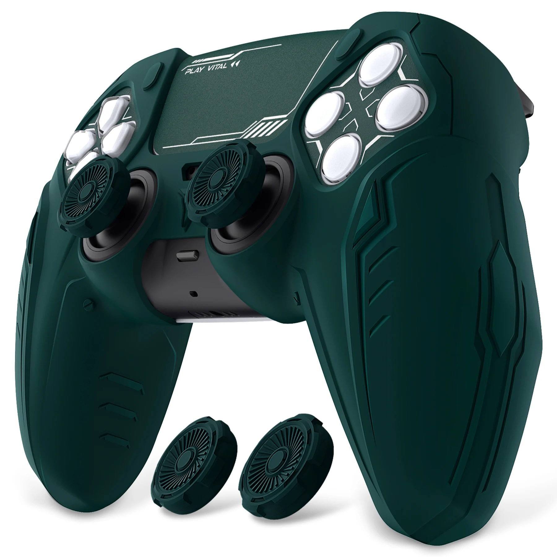PlayVital Silikon-Grip-Hülle für PS5-Controller - Futuristisches CyberMech-Design Kompatibel mit Offizieller PS5-Ladestation Image
