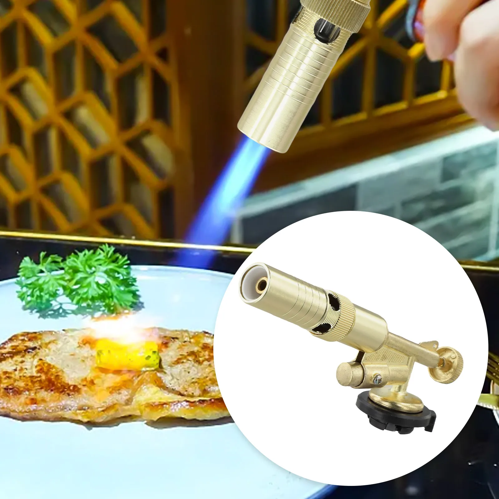 1 stücke Gas Brenner Schweißen Taschenlampe Für BBQ Hohe Temperatur Messing Kochen Selbstzündung Butan Gas Brenner Schweißen Taschenlampe Heizung werkzeuge Image