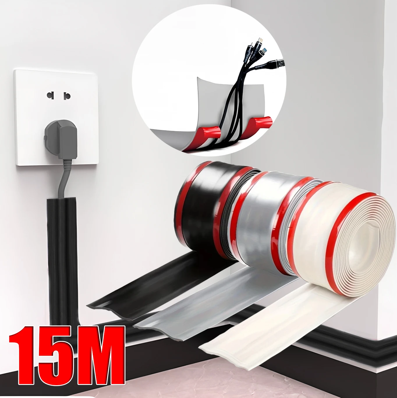 Kabelschutz, selbstklebender PVC-Drahtschutzstreifen, Isolierung, Kabelschutzabdeckung, verschleißfest, verhindert Reise-Organizer Image