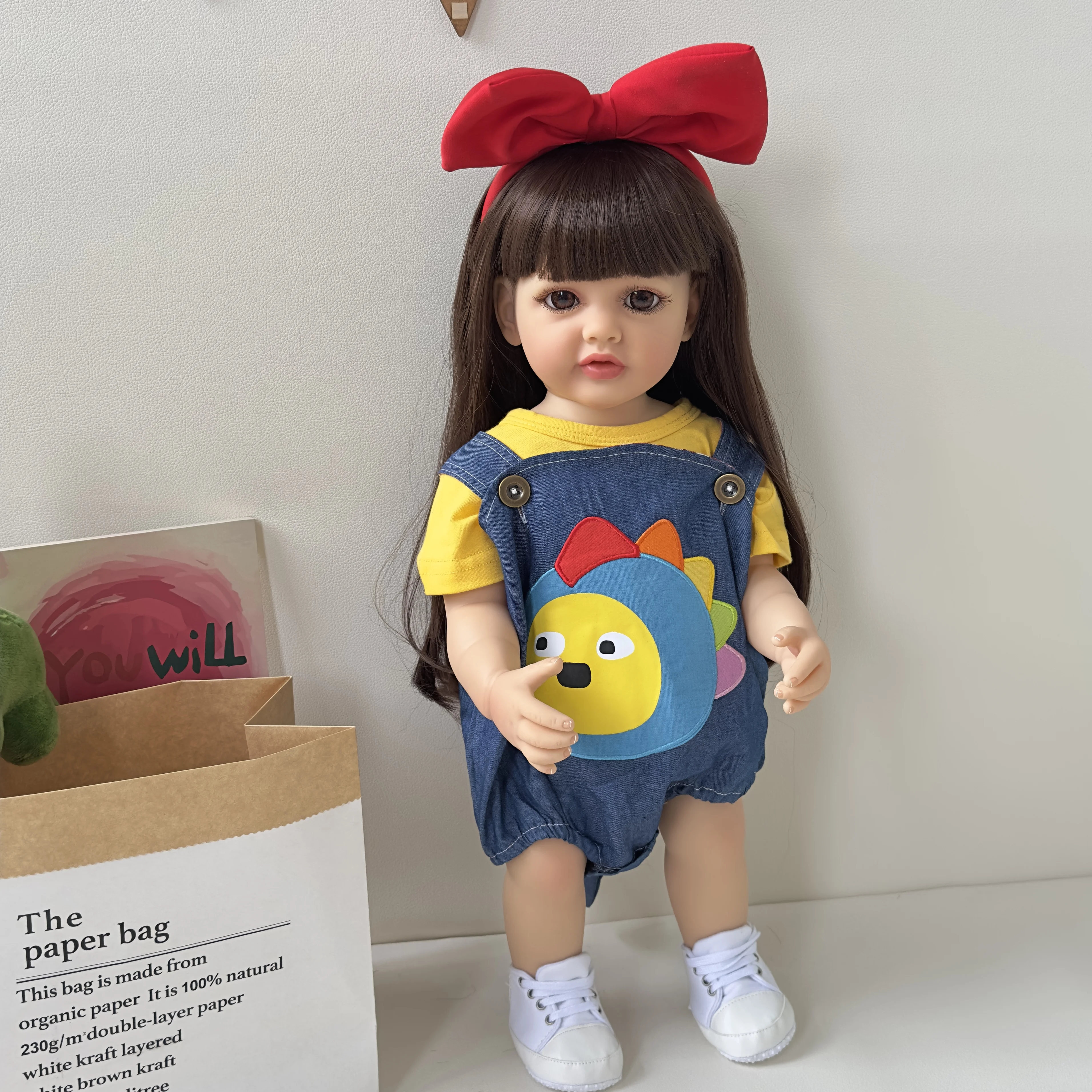 NPK 22 Zoll Ganzkörper Betty Neugeborene weiche Silikon Vinyl Reborn Kleinkind Mädchen Puppe Prinzessin lebensechte echte Baby mit langen Perückenhaaren