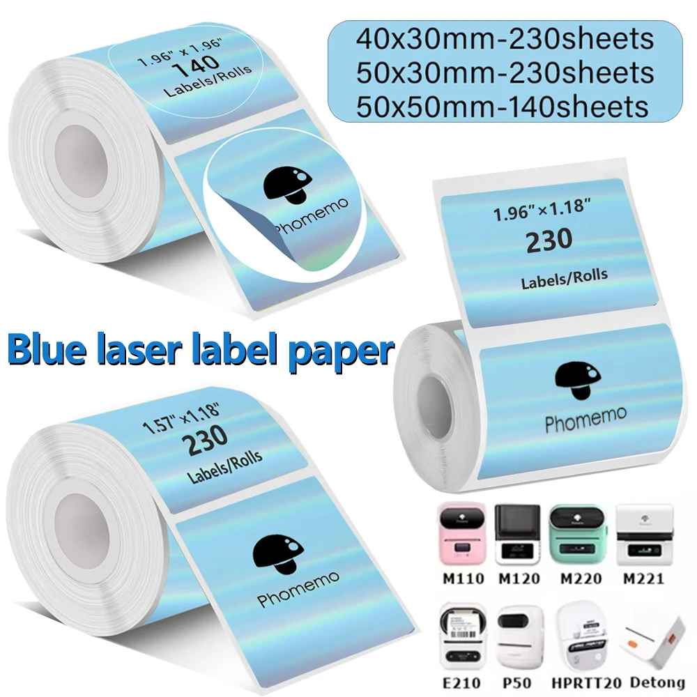 M110 blaue Thermo-Klebeetikettenrolle, passend für Phomemo M110/M200/M120/M220 E210 P50 DETONG P1 Image