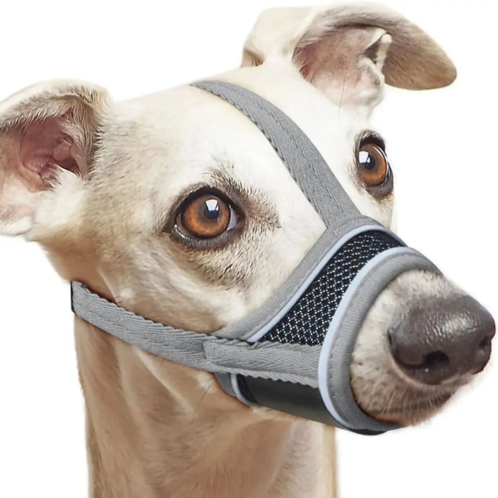 Bequeme Mesh Dog Muzzle Soft Fabric verstellbare Riemen Haustier Maske ermöglicht Keuchen und Trinken verhindern beißen Hund Mundstück Image