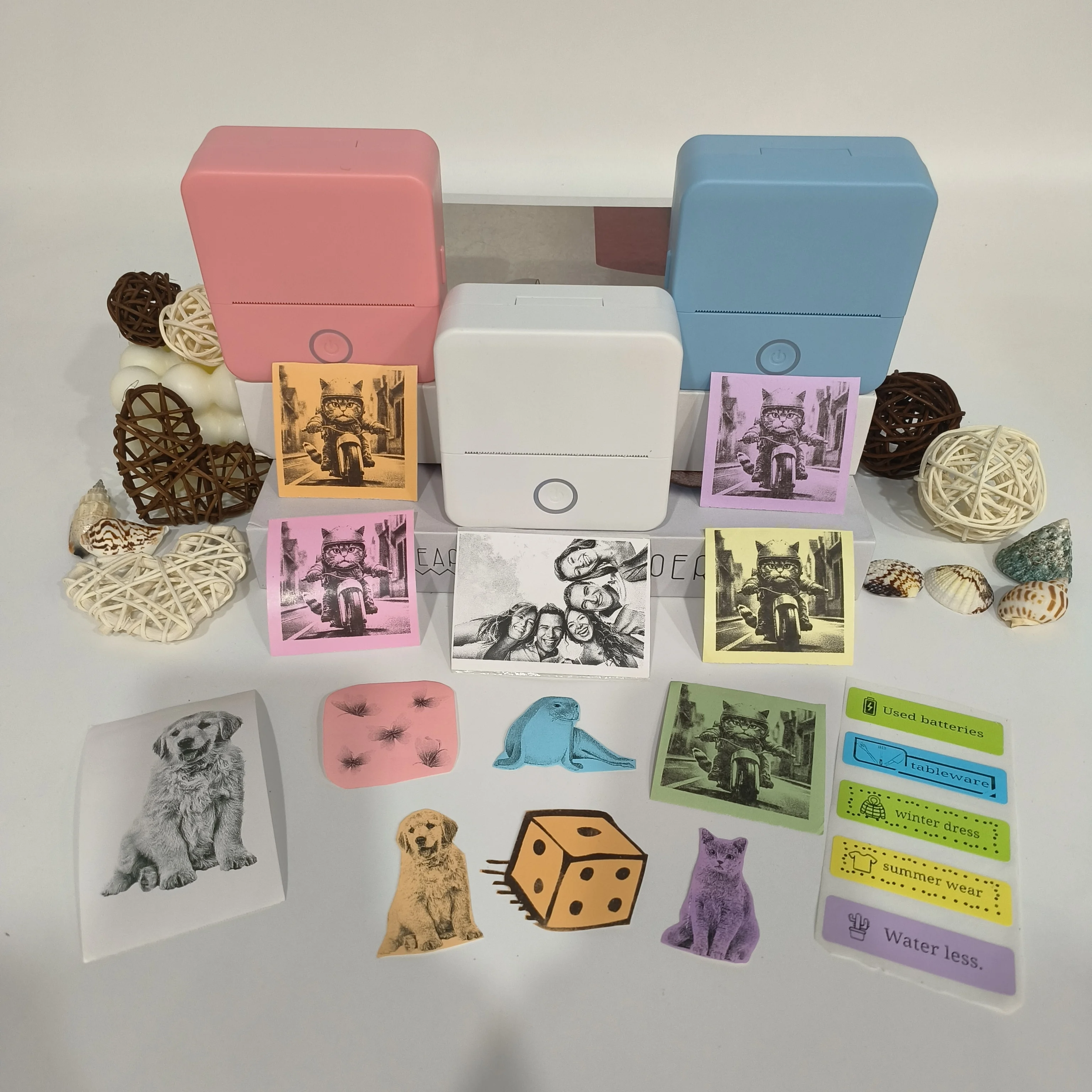 Multifunktionaler Tragbarer Kabelloser Mini-Desktop-Fotodrucker, Kompatibel mit Verschiedenen Papierarten, Unterstützt Bilder- und Etikettendruck Image