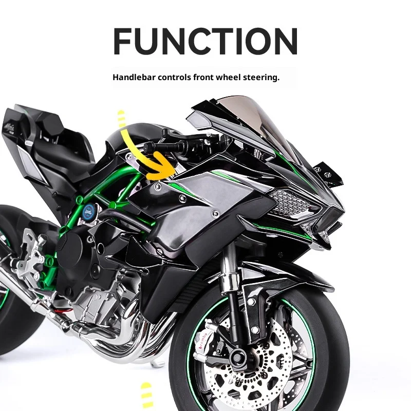 1:6kawasaki H2r Legierung Motorrad Modell Zündstartfunktion mit simulierter Sprüheffekt Premium Druckguss Lokomotive Dekoration Image