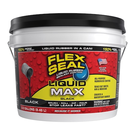 FLEX SEAL LFSMAXBLK02 Flex Seal MAX Black Liquid Rubber Sealant Coating 2.5 gal
