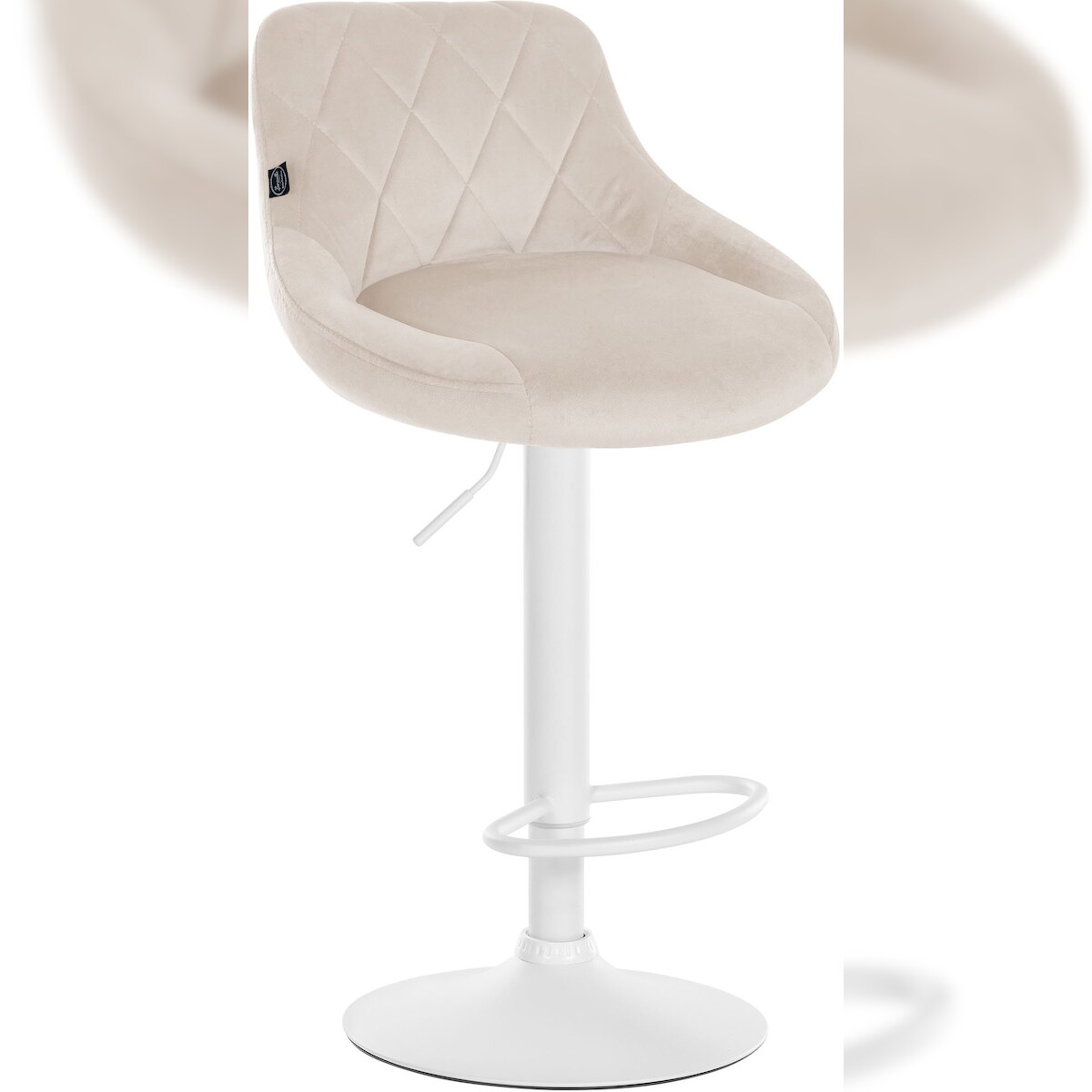 Proregal CHEFGASTRO Barhocker CAPE VERDE Samt Weiß HxBxT 83x46x49cm Samt Creme Barstuhl Image