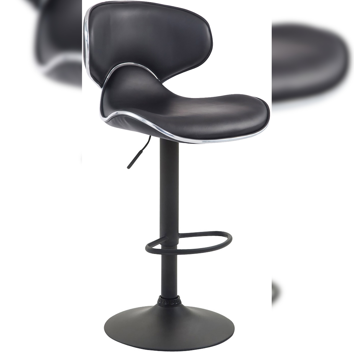 Proregal CHEFGASTRO Barhocker MADEIRA Schwarz HxBxT 88x46x49cm Kunstleder Schwarz Barstuhl Image
