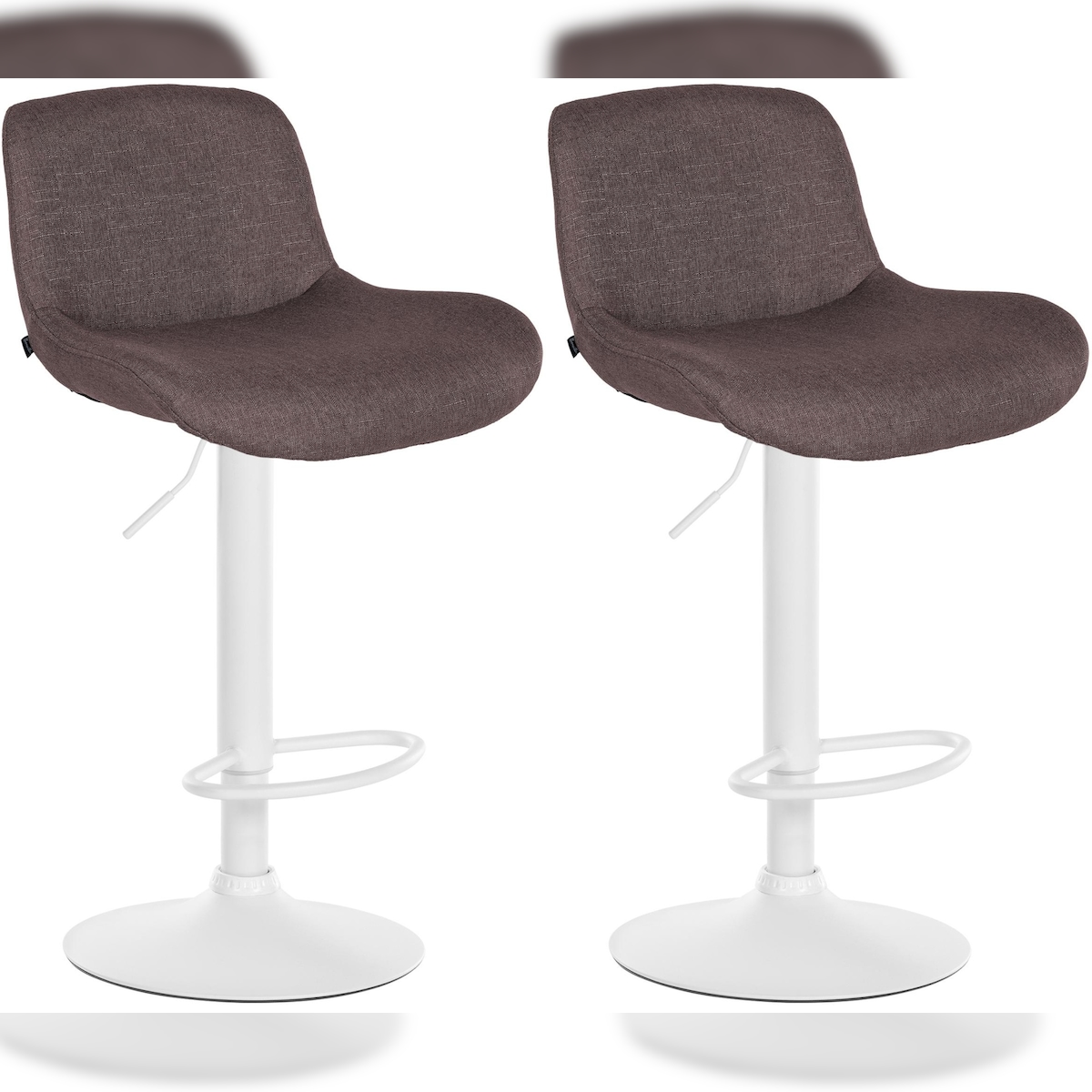 Proregal CHEFGASTRO 2er Set Barhocker GINZA Weiß Stoff HxBxT 85x50x50cm Stoff Dunkelbraun Barstuhl Image