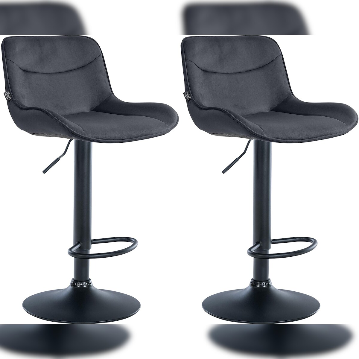 Proregal CHEFGASTRO 2er Set Barhocker TIMES SQUARE Samt Schwarz HxBxT 85x49x51cm Samt Schwarz Barstuhl Image