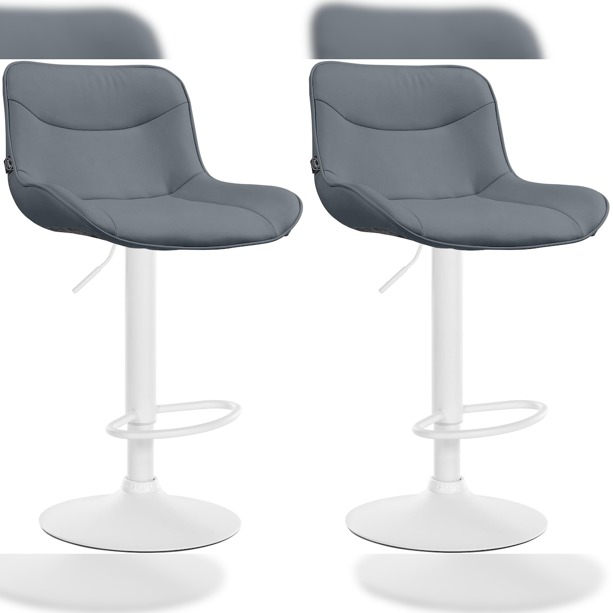 Proregal CHEFGASTRO 2er Set Barhocker TIMES SQUARE Kunstleder Weiß HxBxT 85x49x51cm Kunstleder Grau Barstuhl Image