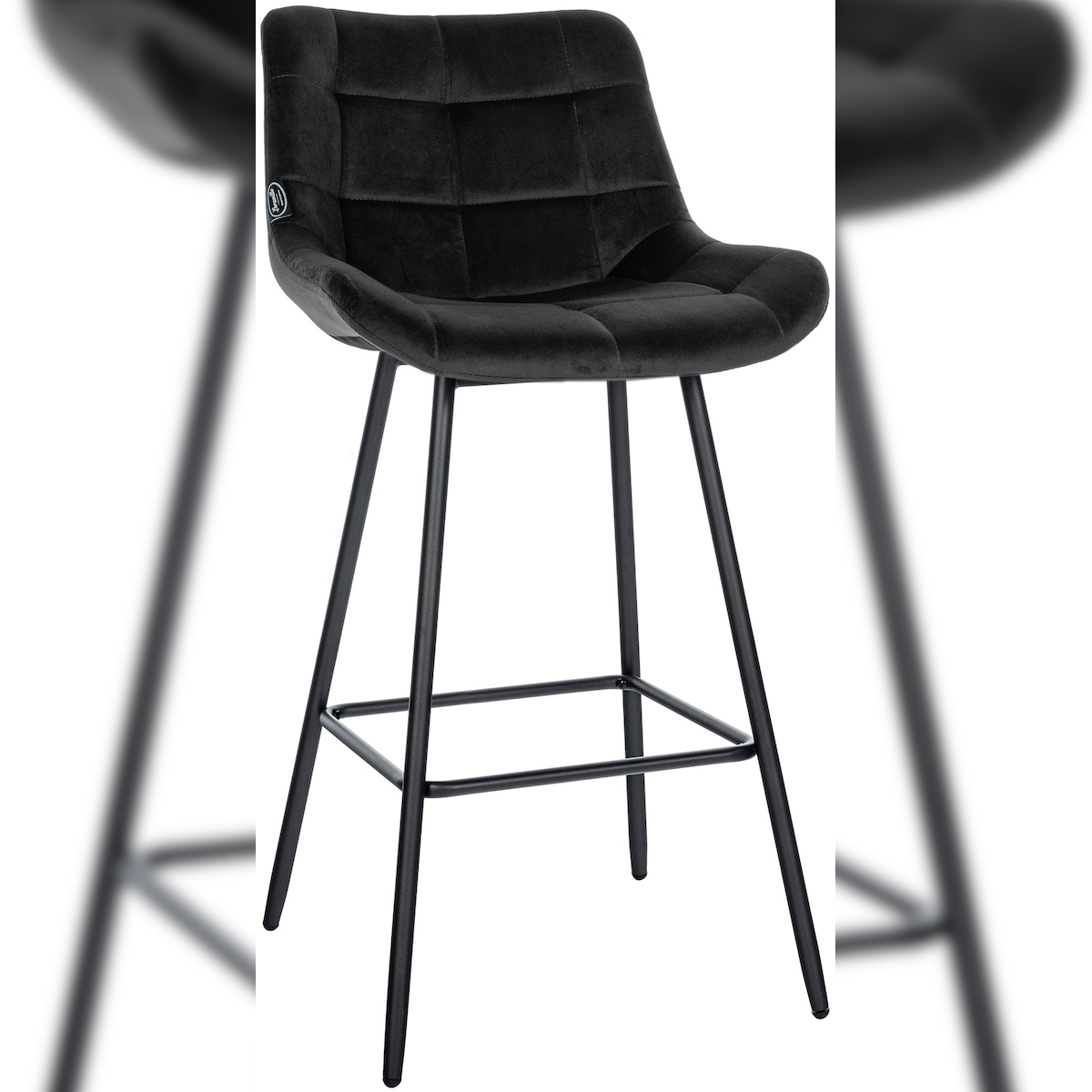 Proregal CHEFGASTRO Barhocker GOLDEN GATE Samt HxBxT 104x49x56cm Schwarz Barstuhl Image