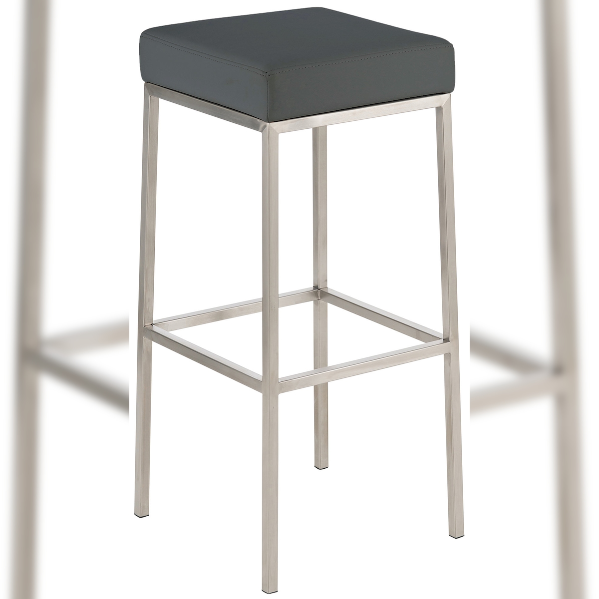 Proregal CHEFGASTRO Barhocker ARIZONA Edelstahl 85 HxBxT 85x37x37cm Kunstleder Grau Barstuhl Image