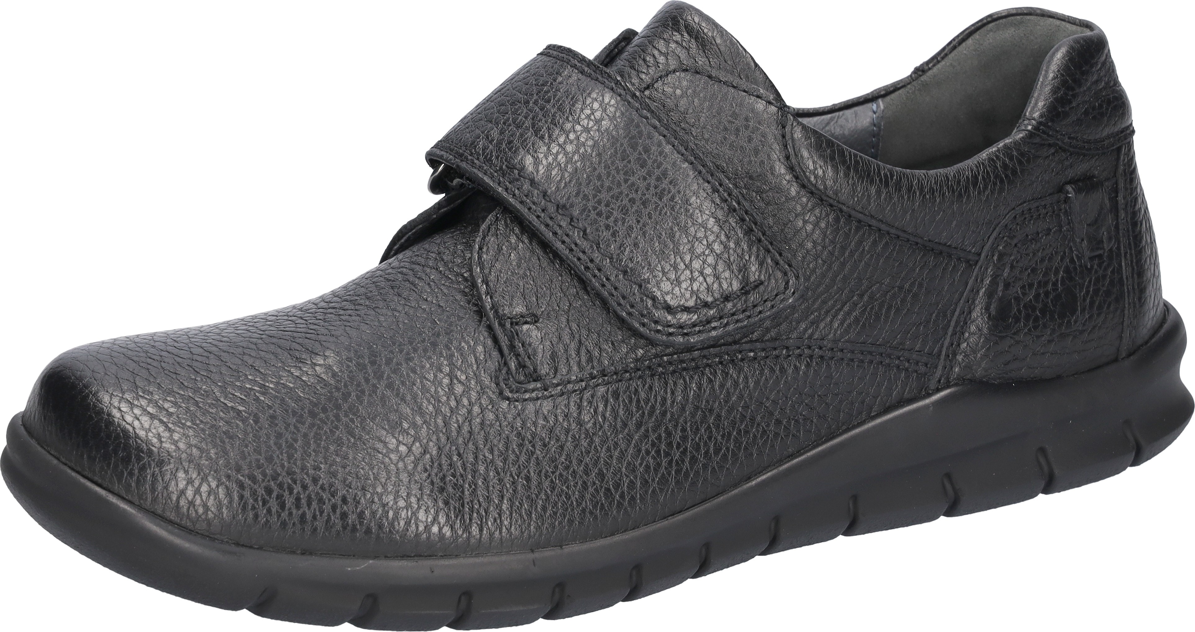 Klettschuh WALDLÄUFER "HECTOR", Herren, Gr. 11,5 (46,5), schwarz, Nappaleder, unifarben, Schuhe Klettschuh, Bequemschuh, Halbschuh, Sneaker in Komfortweite H (= sehr weit)