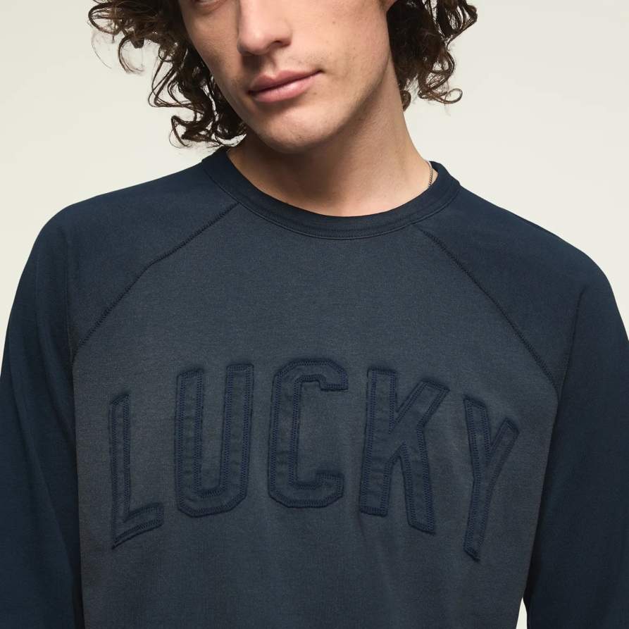Lucky Brand Lucky Applique Baseball Tee - Men's Clothing Tops Shirts Tee Graphic T Shirts in Indigo, Size XL