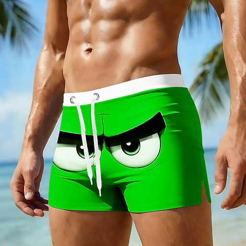 Herren Optische Täuschung 3D Zeichentrick Große Augen Badeshorts Boardshorts Mittlere Taille Hawaiianisch Lustig Strandurlaub Kordelzug mit Mesh-Futter Elastischer Bund Designer Bekleidung Image