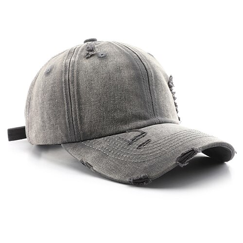 Unisex Baseballkappe Hellkaki Schwarz Baumwolle Zerrissen Punk Mode Lässig Lässig Täglich Outdoor Einfarbig Ombre Sonne Sonnenschutz Image