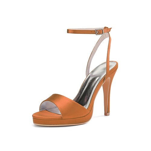 Goldene Damen-Sandalen mit Knöchelriemen und hohem Absatz, elegante minimalistische Brautschuhe für Hochzeiten in der Stadt Image