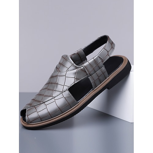 Herren-Hochzeitssandalen aus Kunstleder, atmungsaktiv und modisch mit Klettverschluss, ideal für Sommerhochzeiten Image