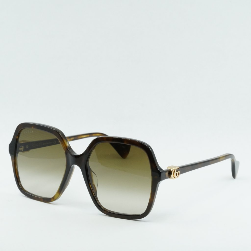 Gucci Accessories | Gucci Gg1072s 002 Sunglasses Dark Havana Square Frame, Brown Gradient Lenses | Color: Brown | Size: 56 - 19 - 145