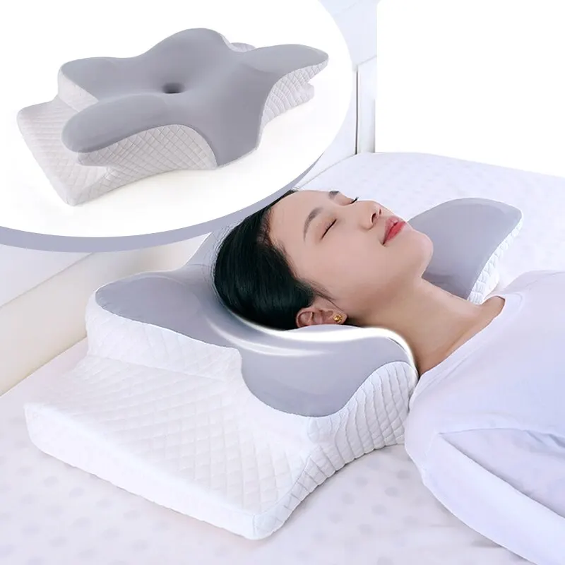 Cuscini in memory foam a forma di farfalla rilassante cervicale a rimbalzo lento cuscino per il collo sollievo dal dolore cuscino ortopedico per dormire