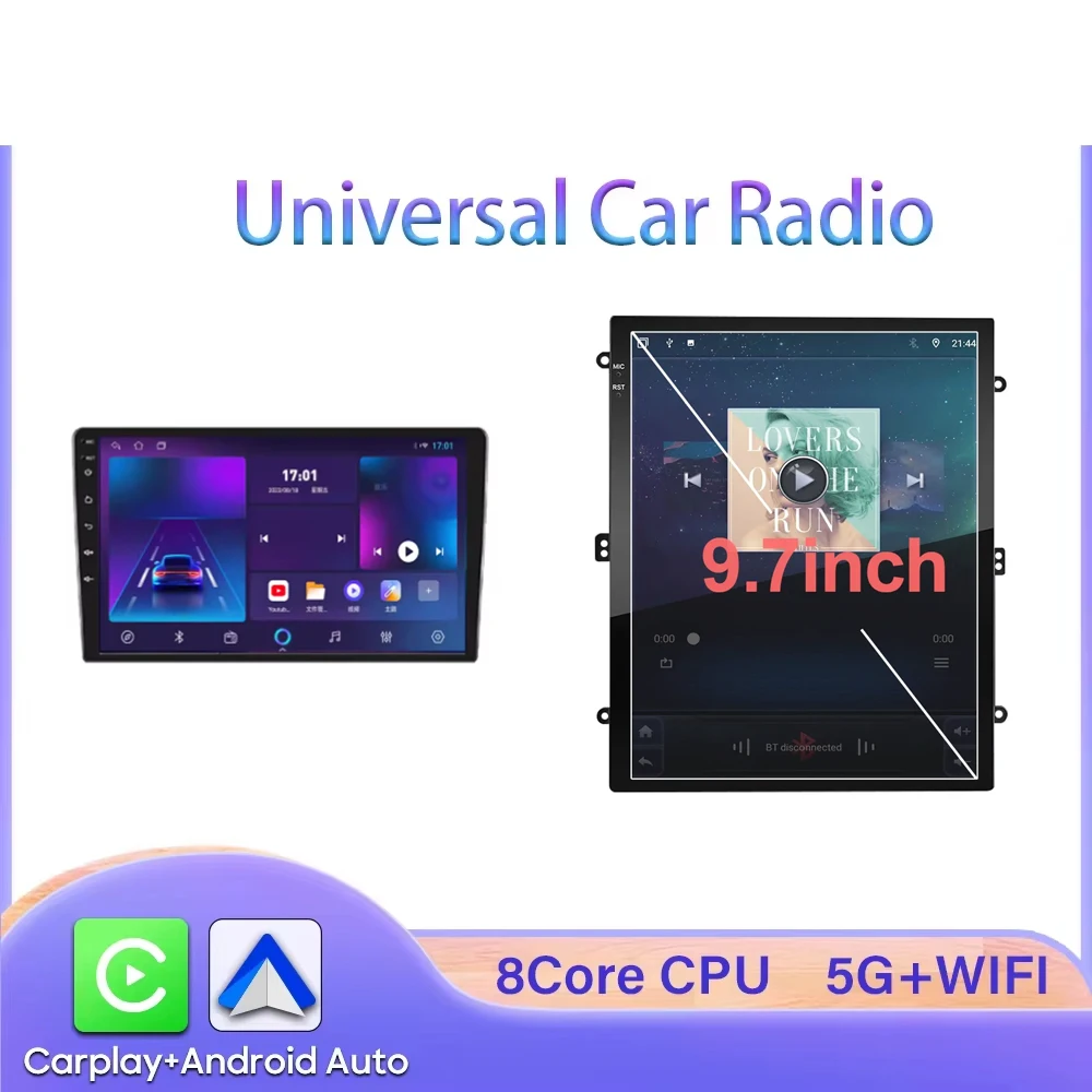 Android 15 universale 9/10/9.7 pollici CarPlay autoradio Android Auto GPS lettore multimediale 2 DIN lettore WiFi Schermo QLED BT