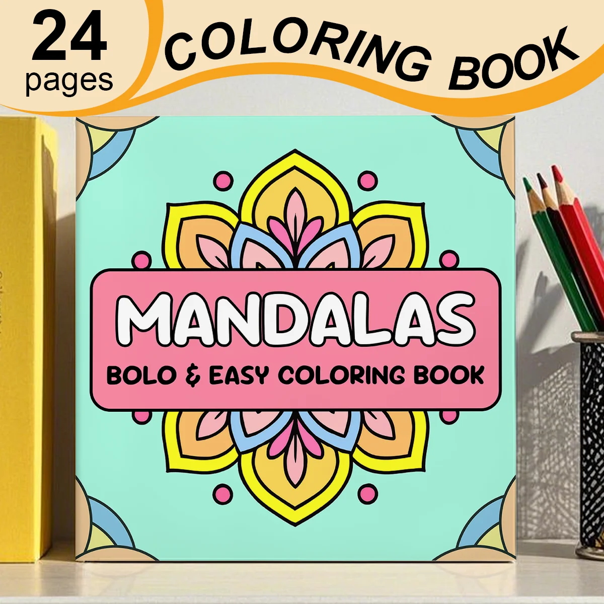 MANDALAS BOLO & EASY COLORING BOOK Malbuch Blumen für Erwachsene und Jugendliche mit 24-Seiten für Graffiti-Malerei und Zeichnen Image