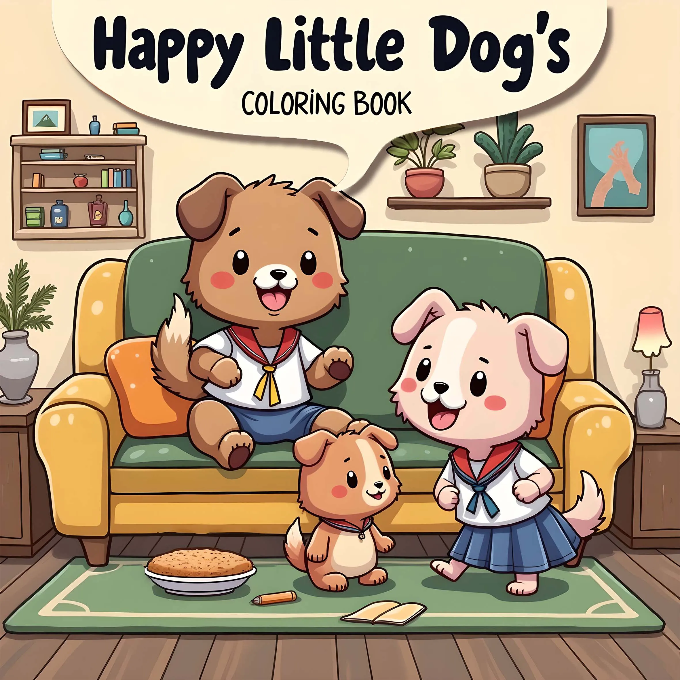 Malbuch „Frohes kleines Hund“, 24 einzigartige Seiten für Erwachsene und Jugendliche, Entspannung, pädagogisches Kritzeleienbuch als Entspannungsgeschenk Image