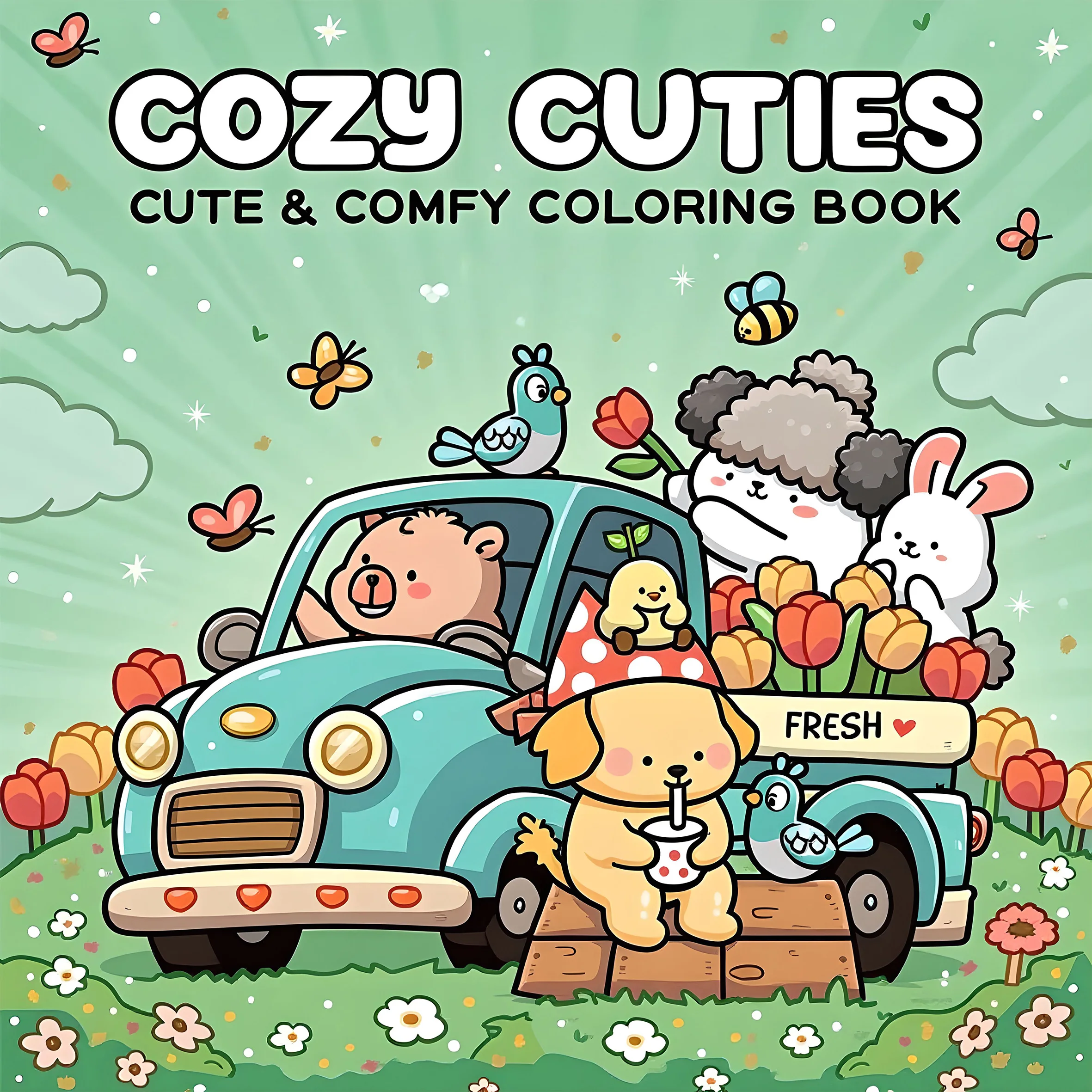 COSY CUTIES Malbuch mit kräftigen, einfachen Mustern für Erwachsene, niedliches Zeichenbuch, perfektes Geschenk für Party und Geburtstag Image