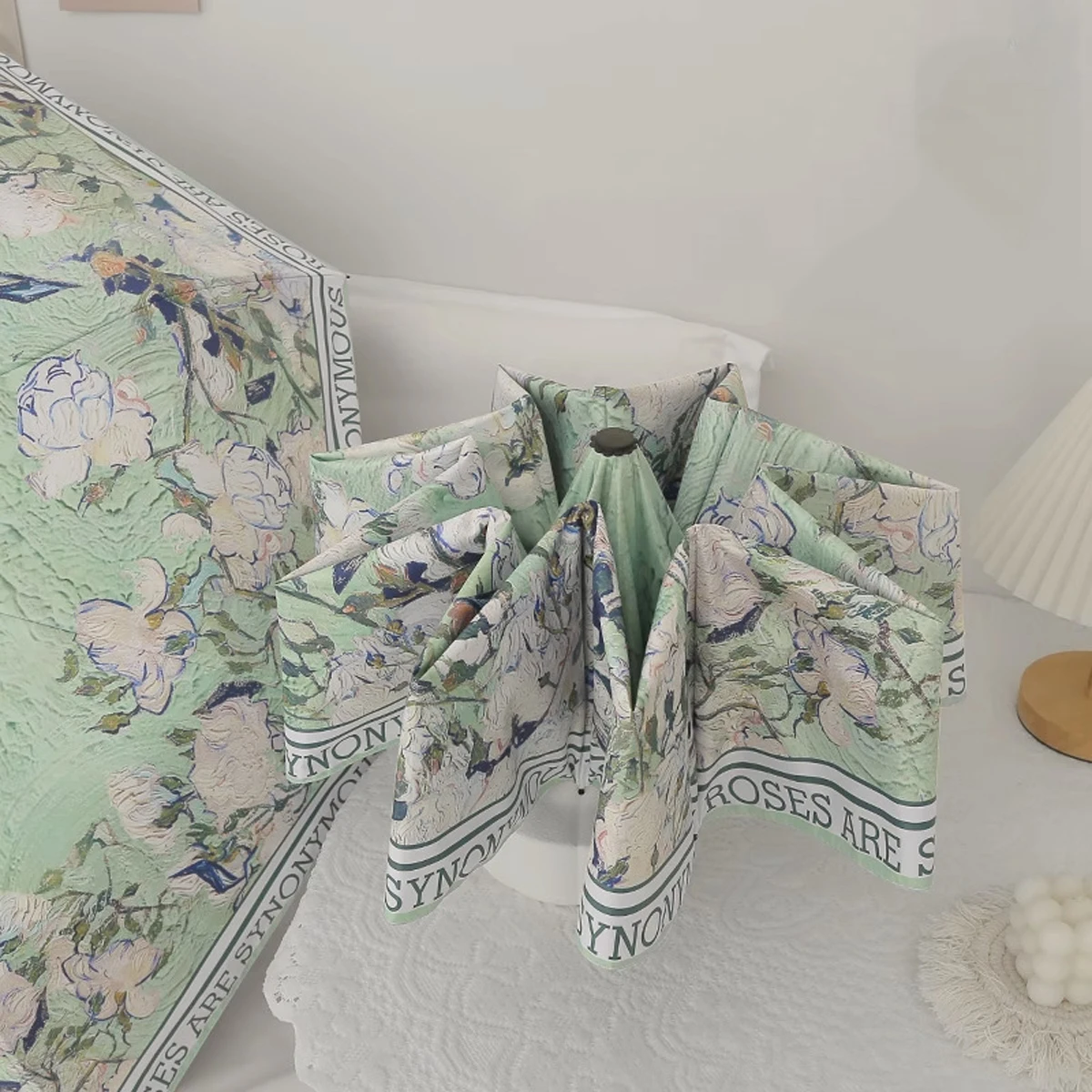 Van Gogh Ölgemälde High Beauty automatischer Regenschirm Sonnenschirm mit schwarzem Kleber Sonnenschirm für Sonne und Regen Image