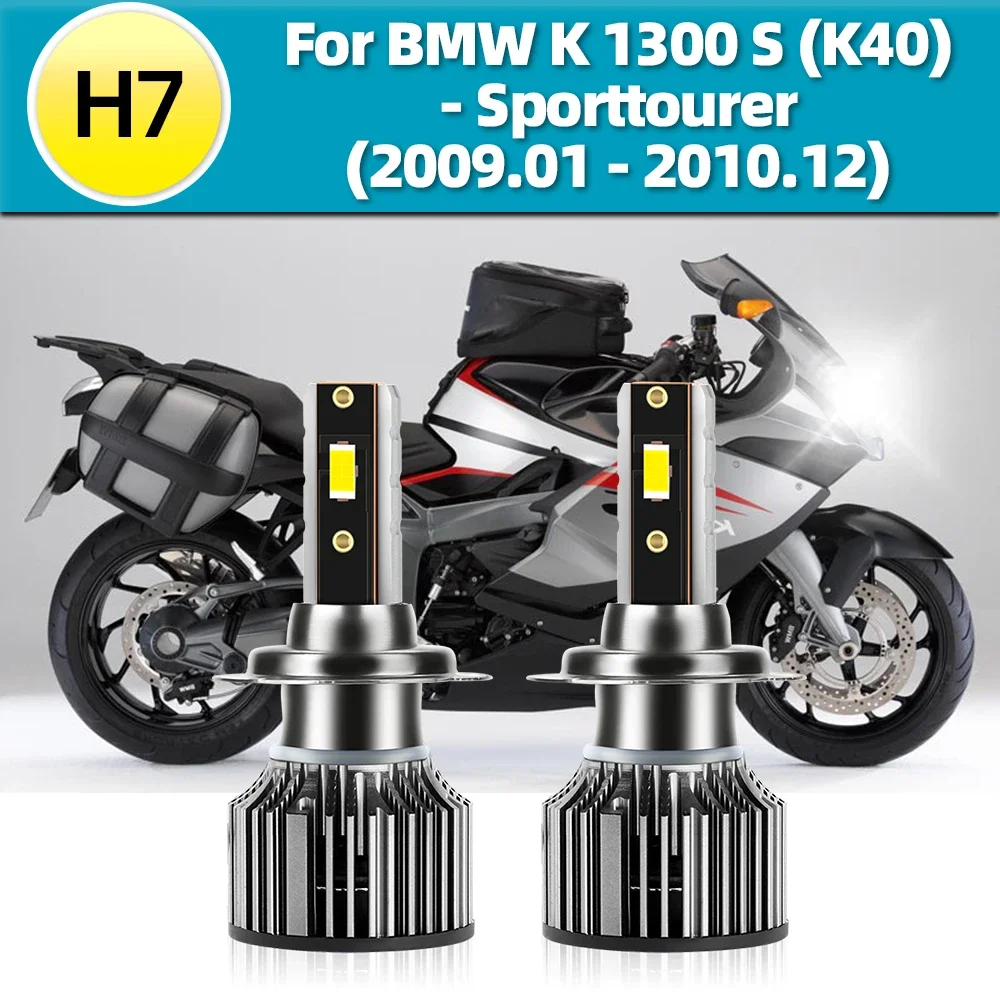 2x für BMW K1300S (K40) - Sporttourer 2009 2010 Hellere LED-Motorradscheinwerfer H7 Turbo CSP 3570 Chiplampen mit Lüfter 26000LM Image